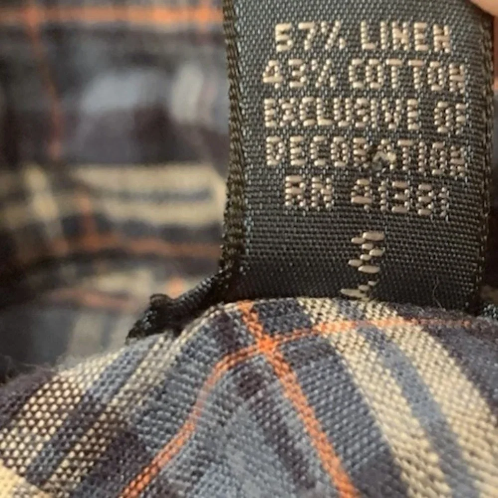 Polo Ralph Lauren Long Sleeved Linen‎ Blend Workshirt Blue Plaid Men's Small